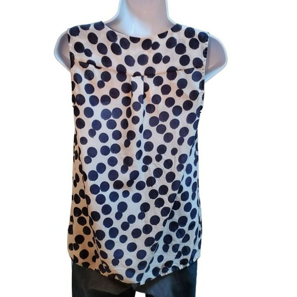 Loft White Polka Dot Women's Sleeveless Dress Tank Top Size Small - Picture 2 of 3